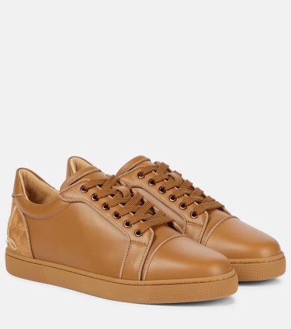 nep luxe Christian Louboutin Fun Vieira leren sneakers bruin