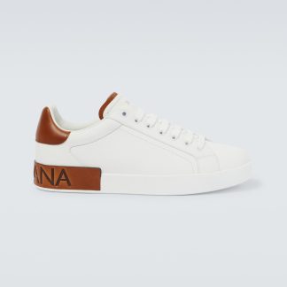 nep luxe Dolce & Gabbana Portofino leren sneakers wit