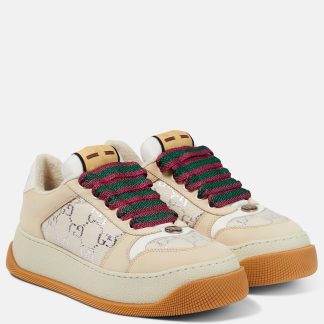 nep luxe Gucci Screener GG met leer afgezette canvas sneakers wit