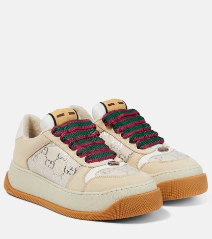 nep luxe Gucci Screener GG met leer afgezette canvas sneakers wit