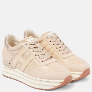 nep luxe Hogan Midi H222 suède platform sneakers beige