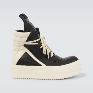 nep luxe Rick Owens Leren hoge platform sneakers zwart