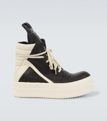 nep luxe Rick Owens Leren hoge platform sneakers zwart