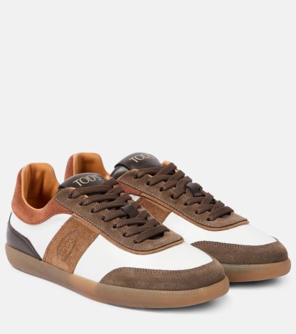 nep luxe Tods Tabs sneakers van suède leer bruin