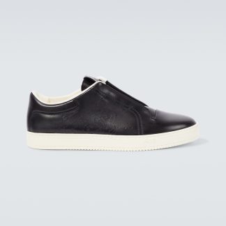 replica ontwerper Berluti Playtime Scritto leren slip-on sneakers zwart