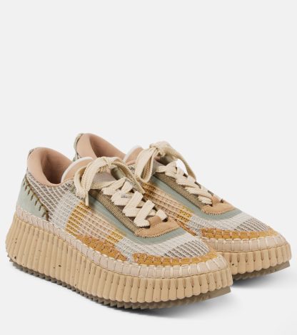 replica ontwerper Chloé Nama suède platform sneakers veelkleurig