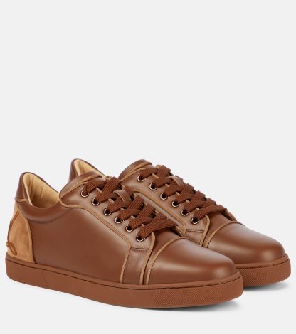 replica ontwerper Christian Louboutin Fun Vieira leren sneakers bruin