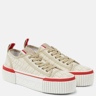 replica ontwerper Christian Louboutin Super Pedro CL platform sneakers beige