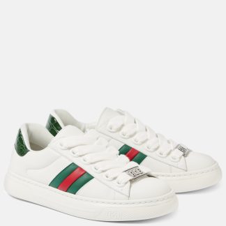 replica ontwerper Gucci Ace Web Stripe leren sneakers wit