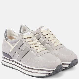 replica ontwerper Hogan Midi H222 suède platform sneakers grijs