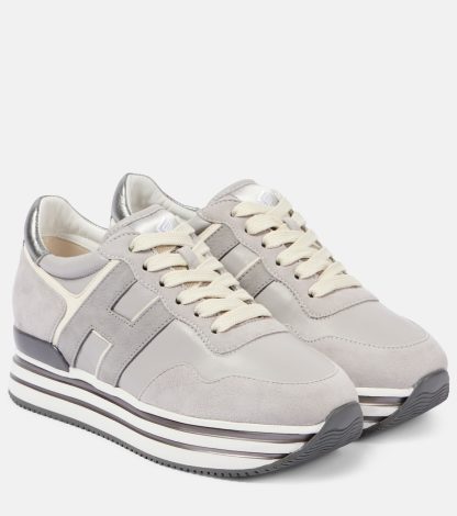 replica ontwerper Hogan Midi H222 suède platform sneakers grijs