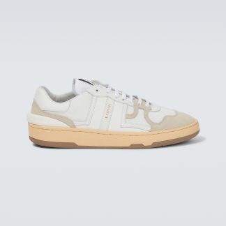 replica ontwerper Lanvin Clay leren low-top sneakers wit