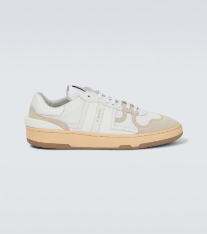 replica ontwerper Lanvin Clay leren low-top sneakers wit