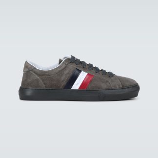 replica ontwerper Moncler Nieuw Monaco suède sneakers grijs