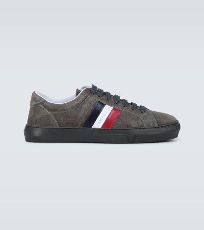 replica ontwerper Moncler Nieuw Monaco suède sneakers grijs