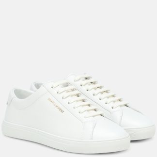 replica ontwerper Saint Laurent Andy leren sneakers wit